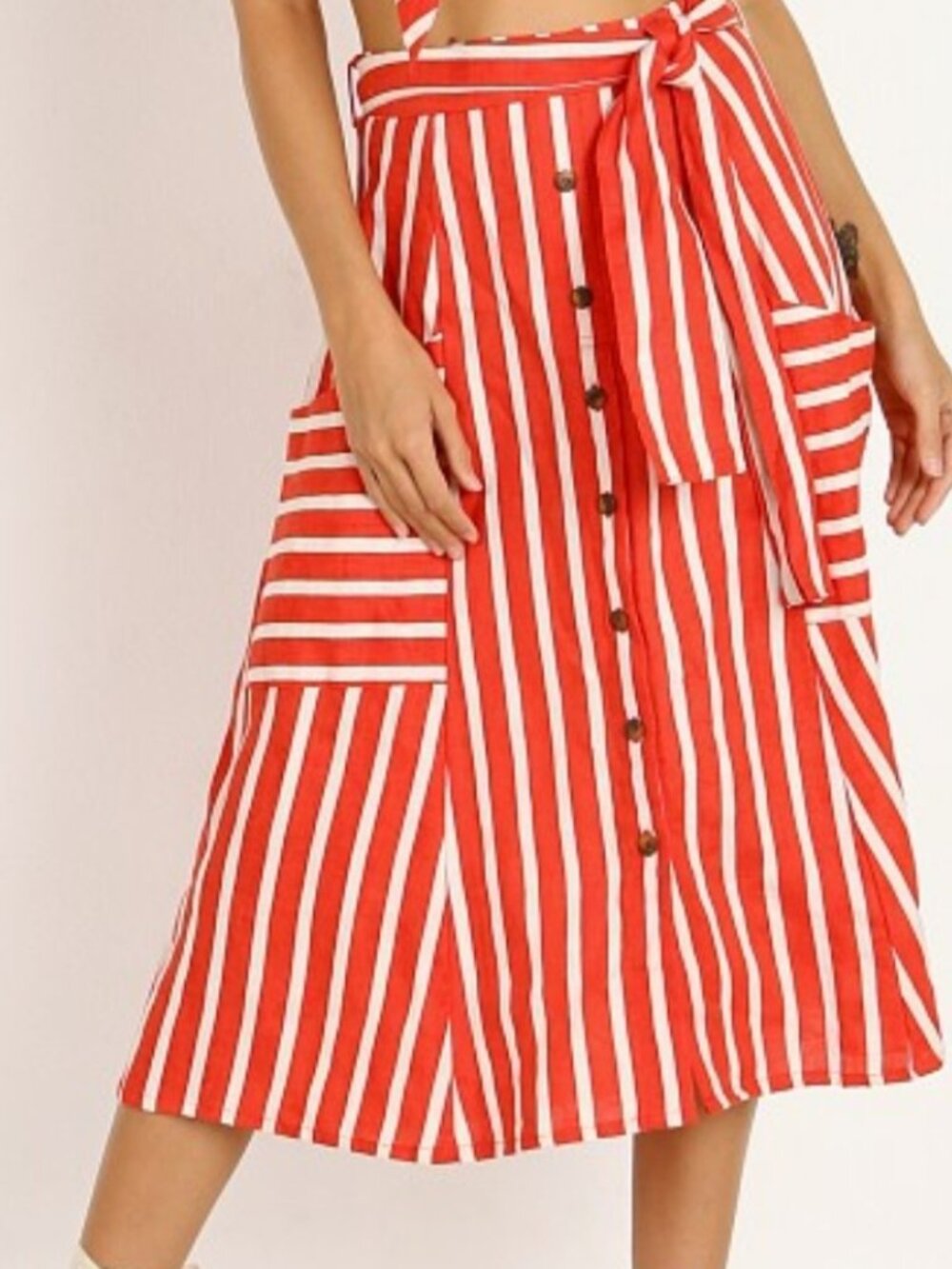 NWT Faithful the Brand Gonzales Linen Striped Skirt, Sz- 8